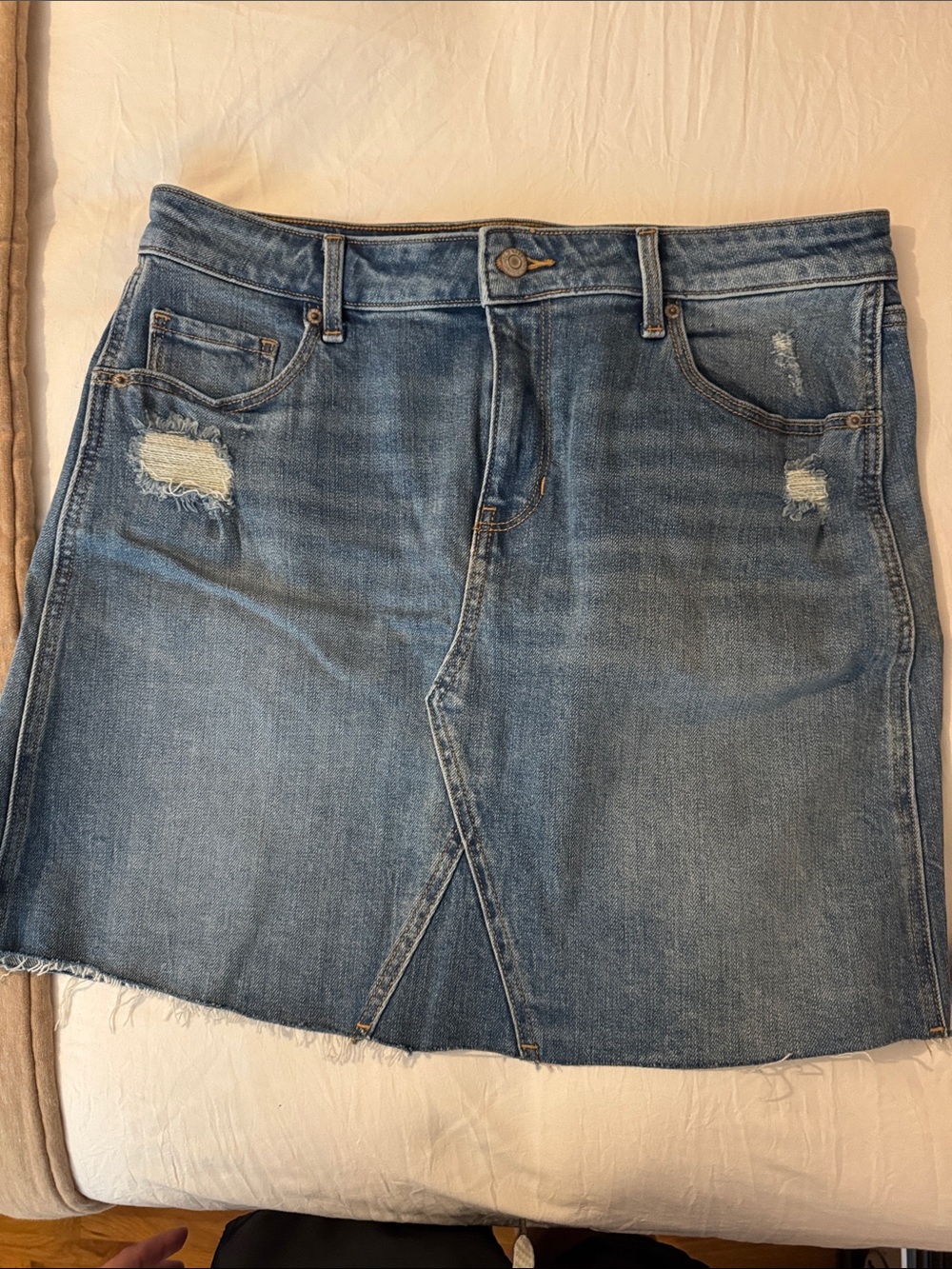 NWOT Classic Blue Denim Mini Skirt with Front Slit